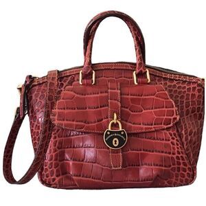 Dooney & Bourke Campbell Croco Embossed Leather Satchel